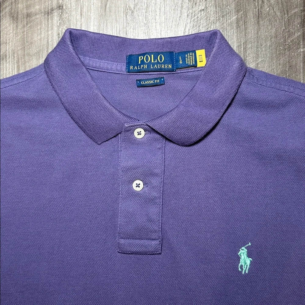 Polo Ralph Lauren Classic Fit Knit Purple Polo - Large